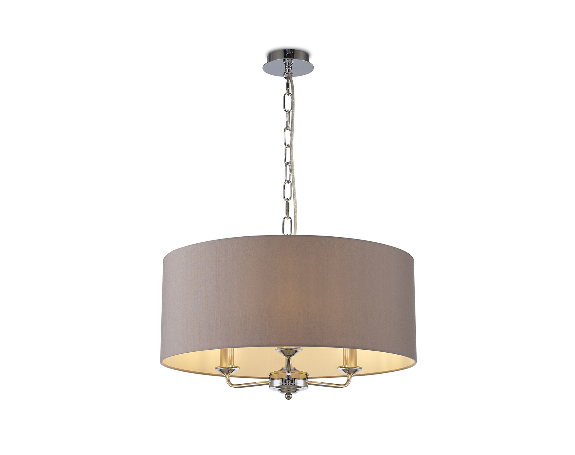 DK0022  Banyan 50cm 3 Light Pendant Polished Chrome, Grey